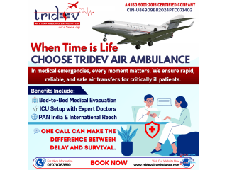 Low-Cost ICU Air Ambulance Guwahati by Tridev