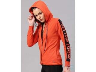 HRX by Hrithik Roshan Women Orange Hooded Active Sweatshirt