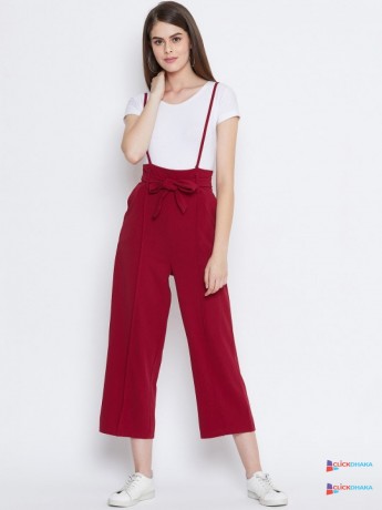 zastraa-women-maroon-solid-dungaree-big-0