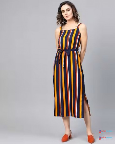 striped-a-line-dress-with-waist-tie-up-big-0