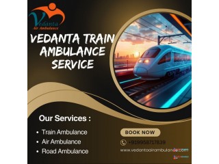 Book Vedanta Train Ambulance Services in Dibrugarh with all the best safety measures for patients