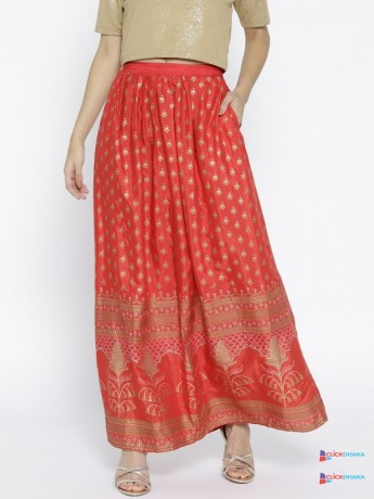 global-desi-red-printed-gathered-maxi-skirt-big-0