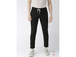 Hubberholme Black Slim Fit Solid Track Pants
