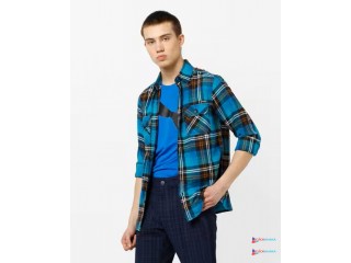 Checked Slim Fit Shirt with Flap Pockets