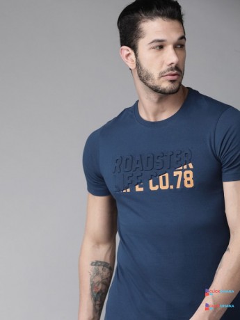 roadster-men-navy-blue-embossed-printed-round-neck-t-shirt-big-0