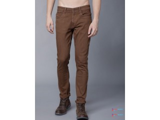 LOCOMOTIVE Men Brown Slim Fit Mid-Rise Clean Look Stretchable Jeans