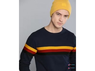 Crew-Neck T-shirt with Contrast Stripes
