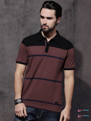 roadster-men-brown-black-striped-polo-collar-t-shirt-big-0