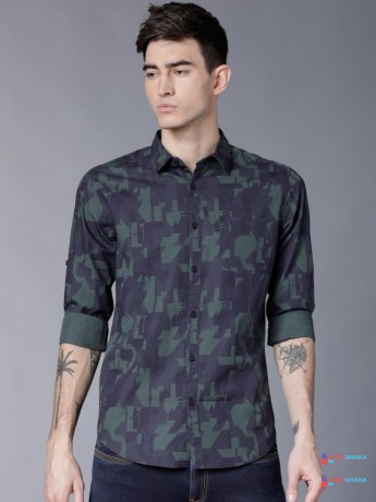 highlander-men-navy-blue-olive-green-slim-fit-printed-casual-shirt-big-0