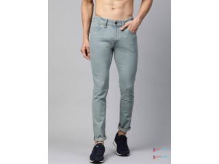 Roadster Men Blue Skinny Fit Mid-Rise Low Distressed Save Water Stretchable Jeans