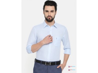U.S. Polo Assn. Men Blue Tailored Fit Solid Formal Shirt