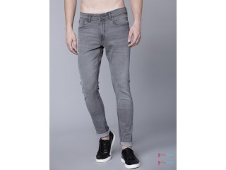 LOCOMOTIVE Men Grey Slim Fit Mid-Rise Clean Look Stretchable Jeans