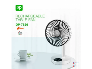 DP 7626 (RECHARGEABLE PORTABLE USB FAN with led light) 4000mah 15 hours long battery backup
