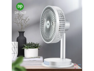 Duration power dp 7627 AC/DC Rechargeable fan 4000mAh Battery Up-Down table desktop Adjustable Three Speed Modes Fan With LED Lamp