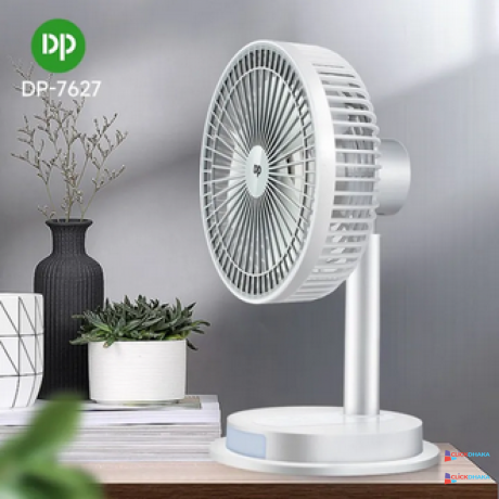 duration-power-dp-7627-acdc-rechargeable-fan-4000mah-battery-up-down-table-desktop-adjustable-three-speed-modes-fan-with-led-lamp-big-0