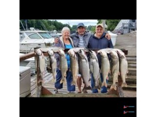 Salmon fishing on lake michigan